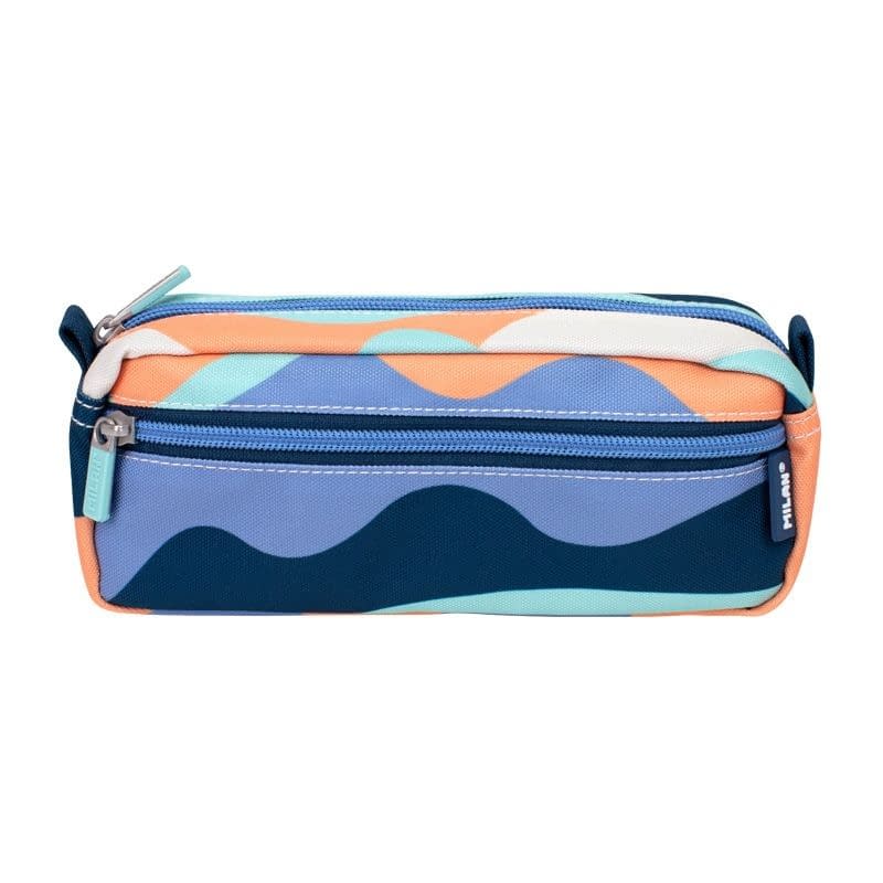 Milan 2-Zip Pencil Case - The Fun Series Blue